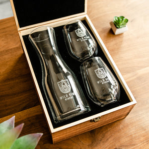 Branded Wine Decanter & 2 Santa Fe Wine Glasses