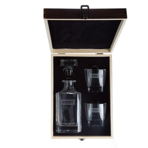 Classic Decanter Gift Set Personalized Whiskey Decanter Swanky Badger Front & Back Engraving + 2 glasses Wood Display Box