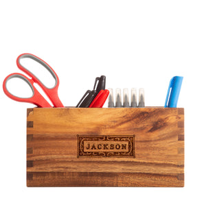 Acacia Desk Organizer: Classic Swanky Badger