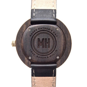 Sandalwood Black Watch - Father's Day Personalized Wooden Watch Swanky Badger