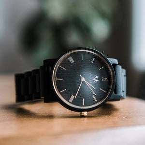 Branded Ebony Links Watch Personalized Wooden Watch Swanky Badger