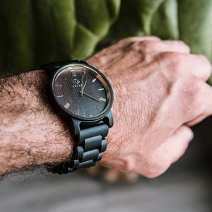 Branded Ebony Links Watch Personalized Wooden Watch Swanky Badger