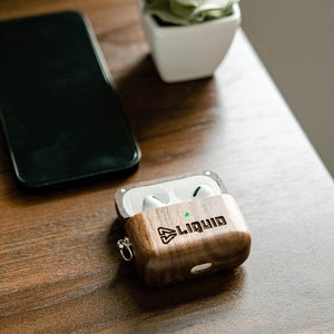 Branded Walnut AirPods Case Swanky Badger