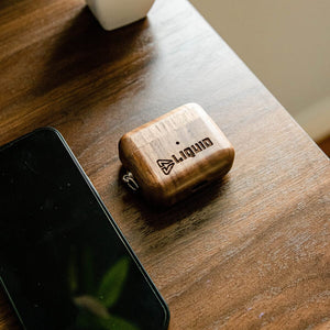 Branded Walnut AirPods Case Swanky Badger