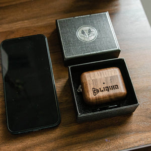 Branded Walnut AirPods Case Swanky Badger