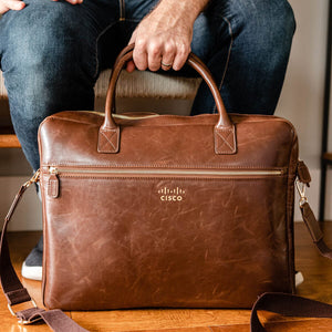Branded Laptop Brief Bag Swanky Badger Brown