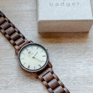 Branded Sandalwood Links Watch Personalized Wooden Watch Swanky Badger