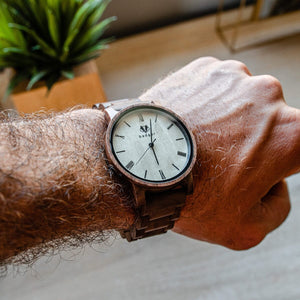 Branded Sandalwood Links Watch Personalized Wooden Watch Swanky Badger