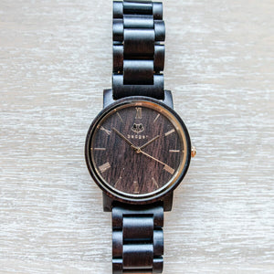 Branded Ebony Links Watch Personalized Wooden Watch Swanky Badger 