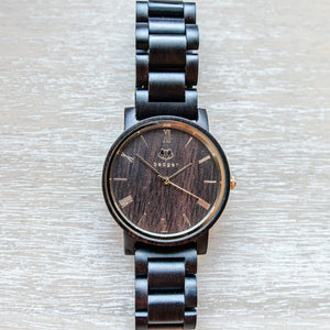 Branded Ebony Links Watch Personalized Wooden Watch Swanky Badger