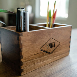 Acacia Desk Organizer: Diamond Swanky Badger