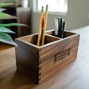Acacia Desk Organizer: Classic Swanky Badger