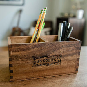 Acacia Desk Organizer: Classic Swanky Badger