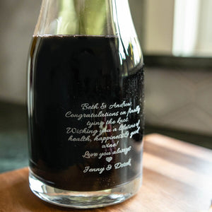 Wine Decanter - The Medalist Glassware Swanky Badger Decanter Front & Back Message