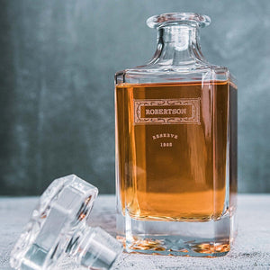Decanter Set: Father's Day Personalized Whiskey Decanter Swanky Badger Decanter Only (front engraved) Standard Box (Cardboard)