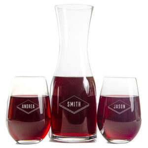 Wine Decanter - The Diamond Glassware Swanky Badger Front Only