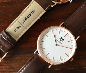 Classic Rose Gold Watch: Name Personalized Watch Swanky Badger Yes (up to 20 words) Rose Gold / Brown 