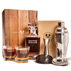 Whiskey Premium Bundle Whiskey Decanter Bundle Swanky Badger Black Coasters