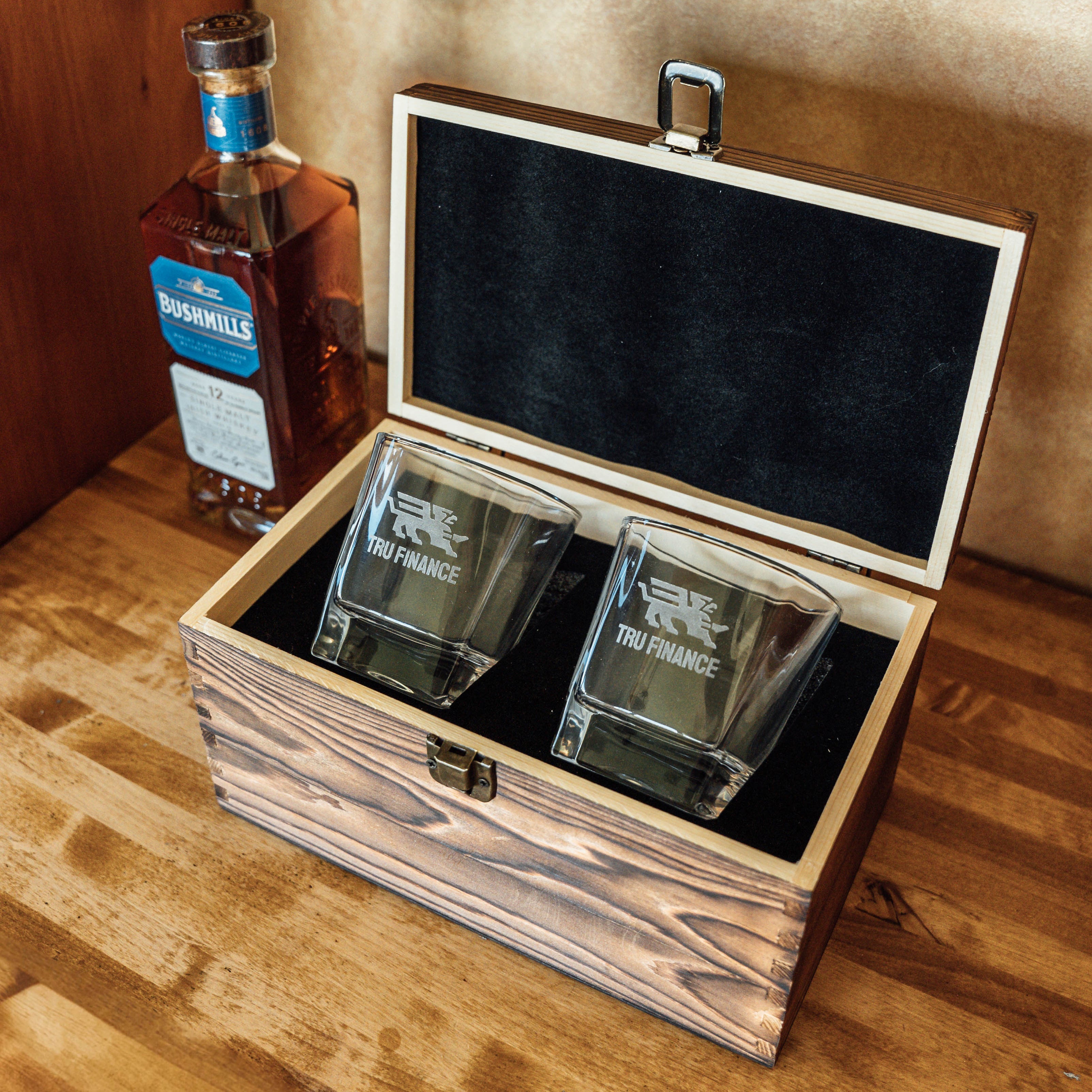 Branded Aviara Whiskey Glasses - Box Set - Swanky Badger