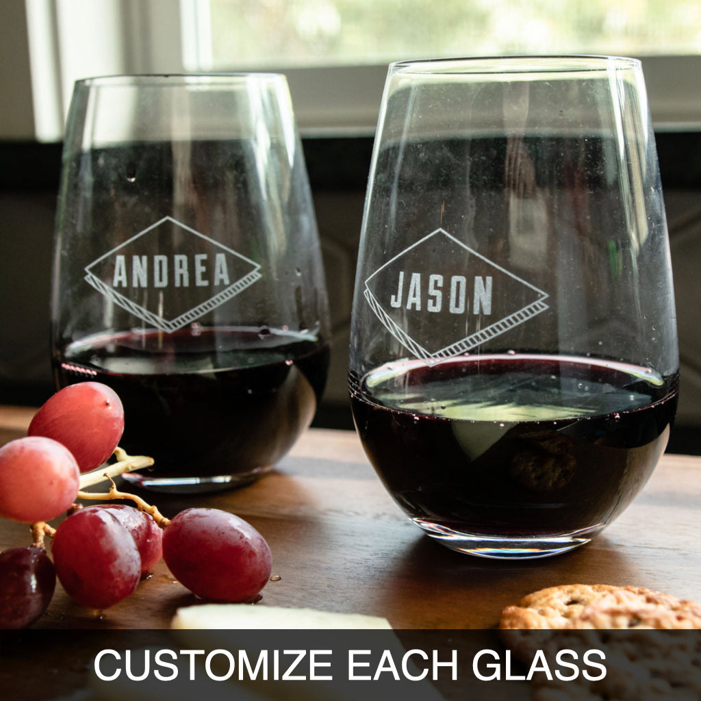 Bumble & Swiped Right Wine Glass Set of 2, Design: SWIPESET - Everything  Etched