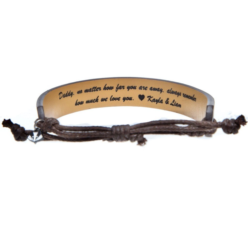  EDSG Personalized Mens Bracelet, Leather Engraved Bracelet  Gift for Him Best Man Groomsman
