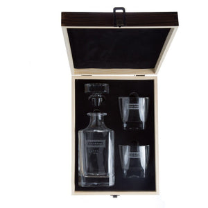 Classic Decanter Gift Set Personalized Whiskey Decanter Swanky Badger Front & Back Engraving + 2 glasses Wood Display Box 