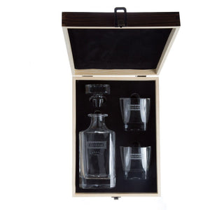 Decanter Gift Set Personalized Whiskey Decanter Swanky Badger Front & Back Engraving + 2 glasses Wood Display Box 