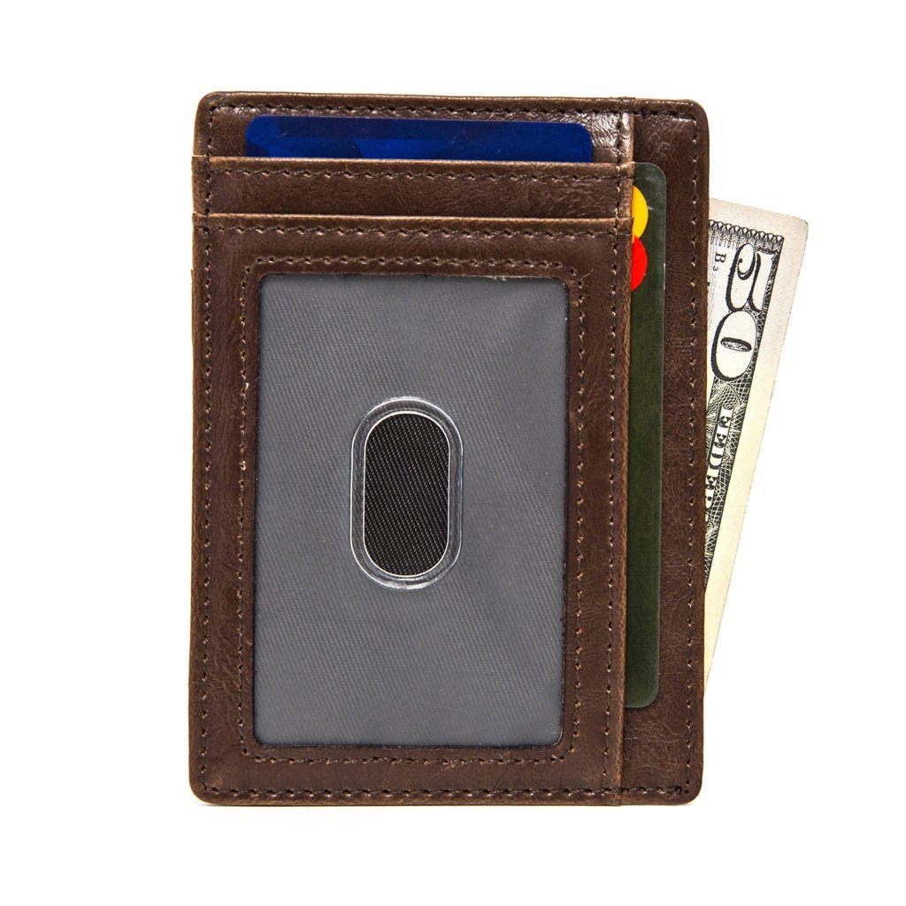 Personalized Slim Leather Wallets With Photo ID Window for 