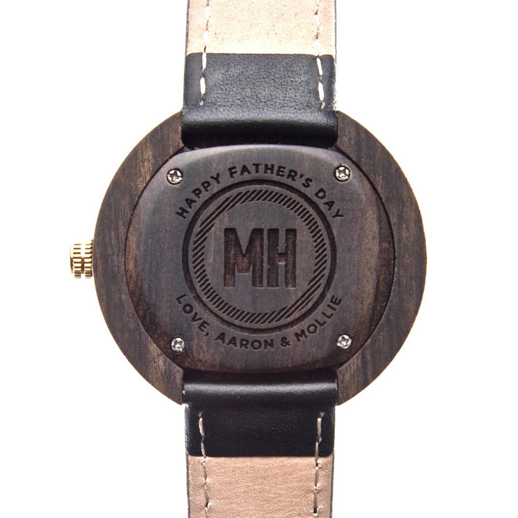 Sandalwood Black Watch - Father&#39;s Day Personalized Wooden Watch Swanky Badger 