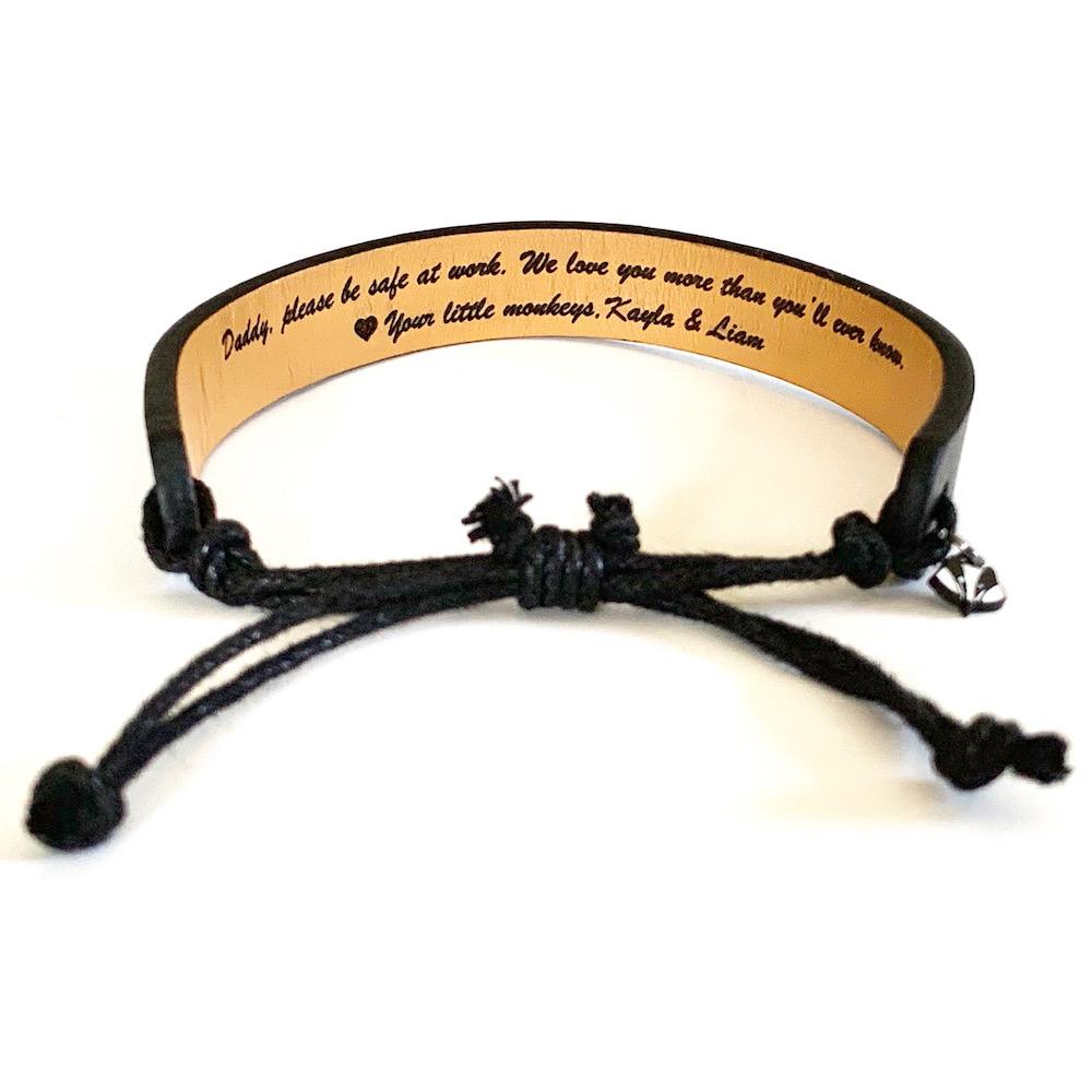EDSG Personalized Mens Bracelet Engraved Leather Bracelets Gift for Him Customised Monogram, Birthday, Wedding, Christmas, Father's Day Engraving