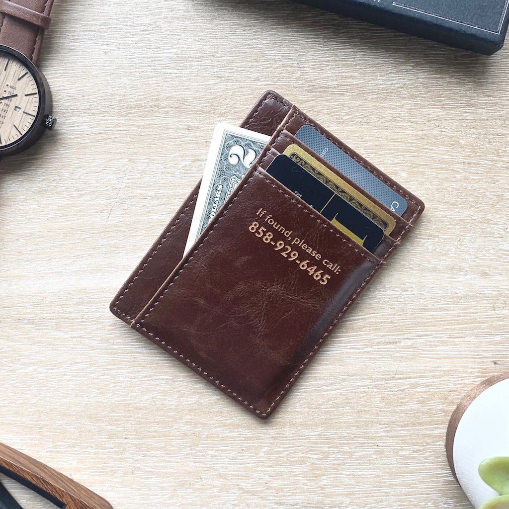 Personalized Front Pocket Leather Wallet - Number