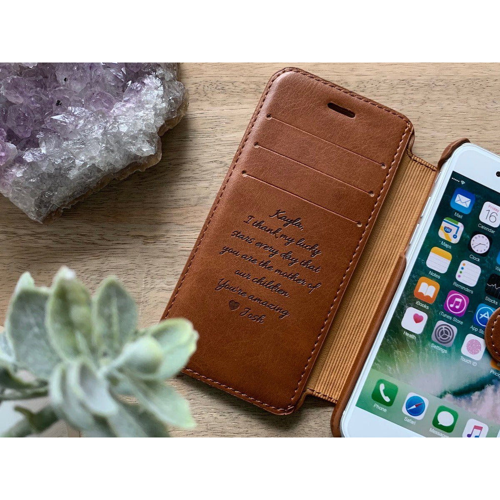 Personalized Brown Leather Phone Case - Balloons Personalized Brown Leather Phone Case - Balloons
