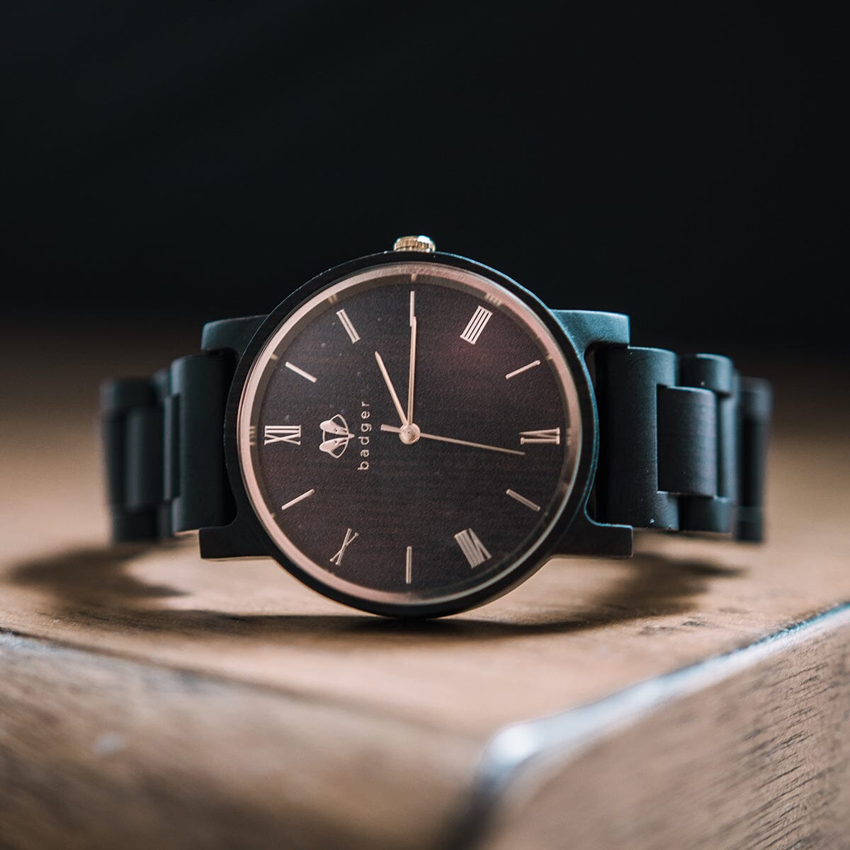 Branded Ebony Links Watch Personalized Wooden Watch Swanky Badger 