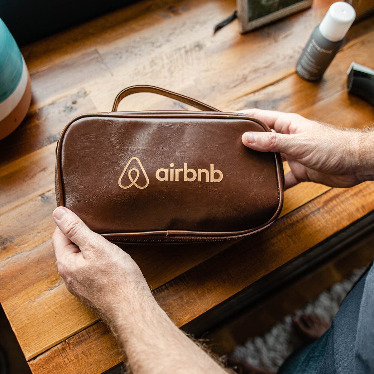 Branded Dopp Kit Men&#39;s Leather Wallet Swanky Badger 