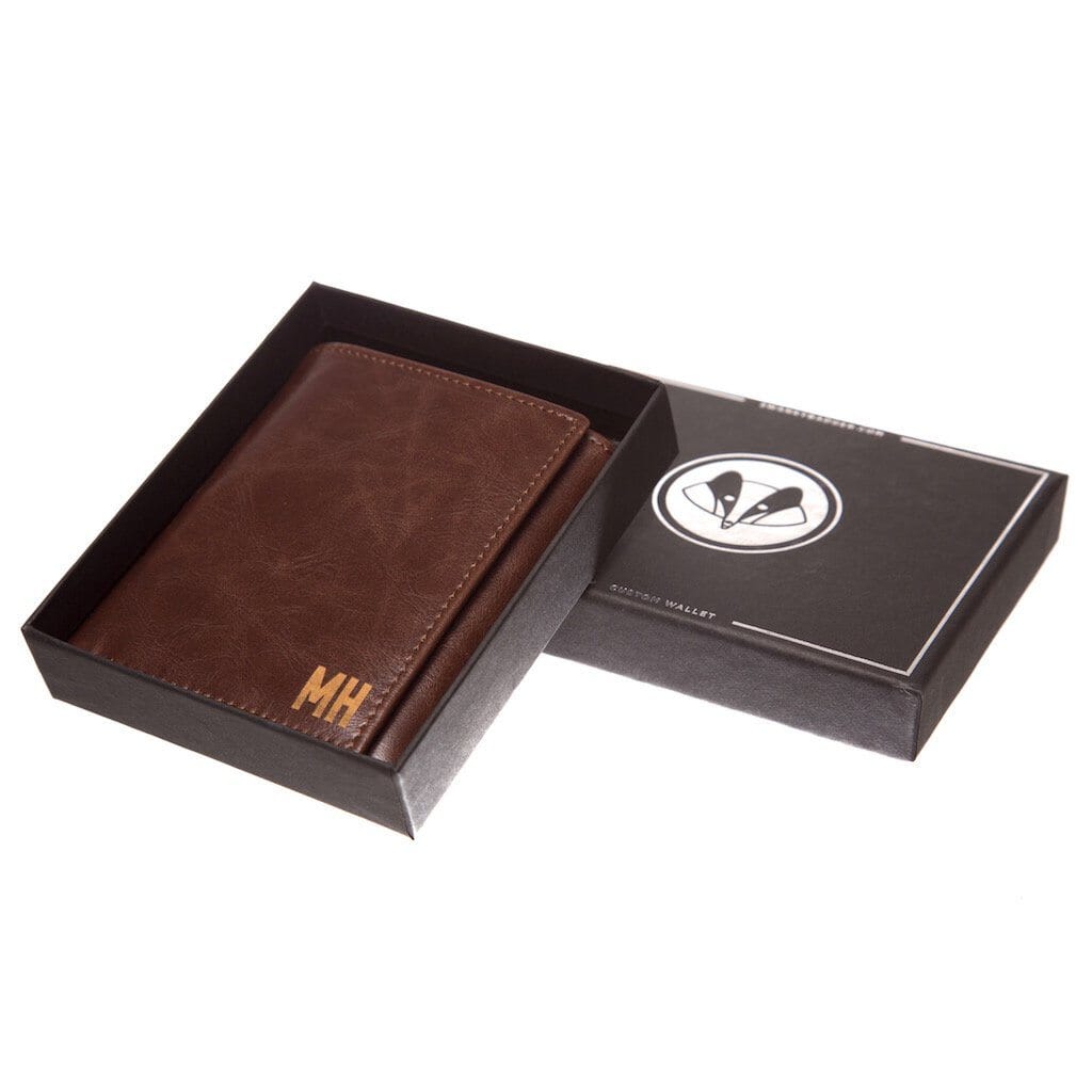 Branded Trifold Wallet Men&#39;s Leather Wallet Swanky Badger 