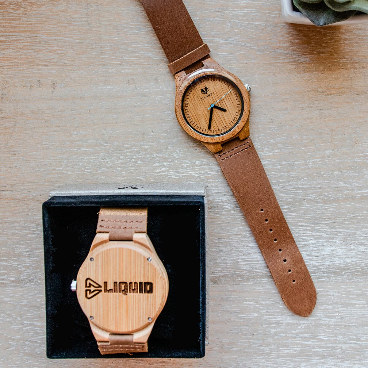 Branded Bamboo Classic Watch Personalized Wooden Watch Swanky Badger 