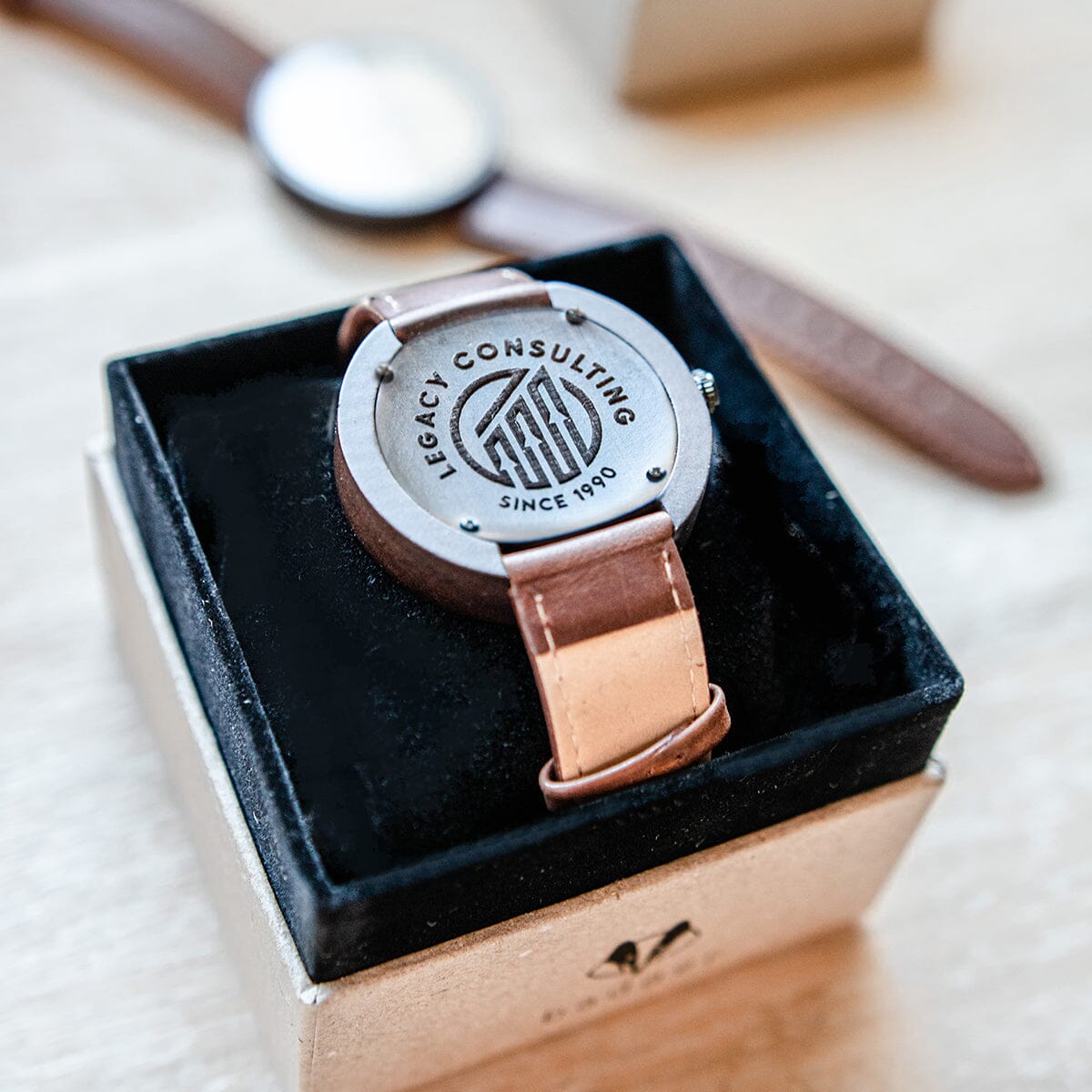 Branded Sandalwood Modern Brown Watch Personalized Wooden Watch Swanky Badger 