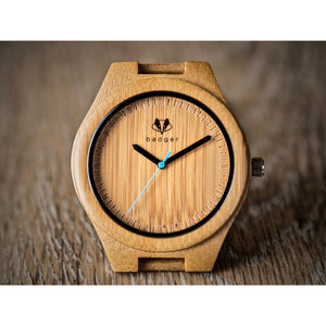 Branded Bamboo Classic Watch Personalized Wooden Watch Swanky Badger 