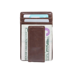 Personalized Leather Money Clip, Custom Front Pocket Wallet for Men