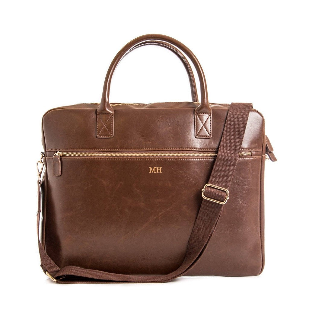 Personalized mens leather laptop bag Clearance