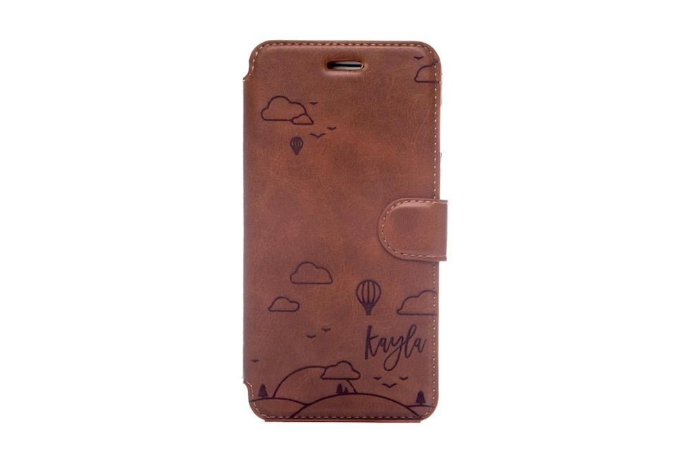 Personalized Brown Leather Phone Case - Balloons Personalized Brown Leather Phone Case - Balloons