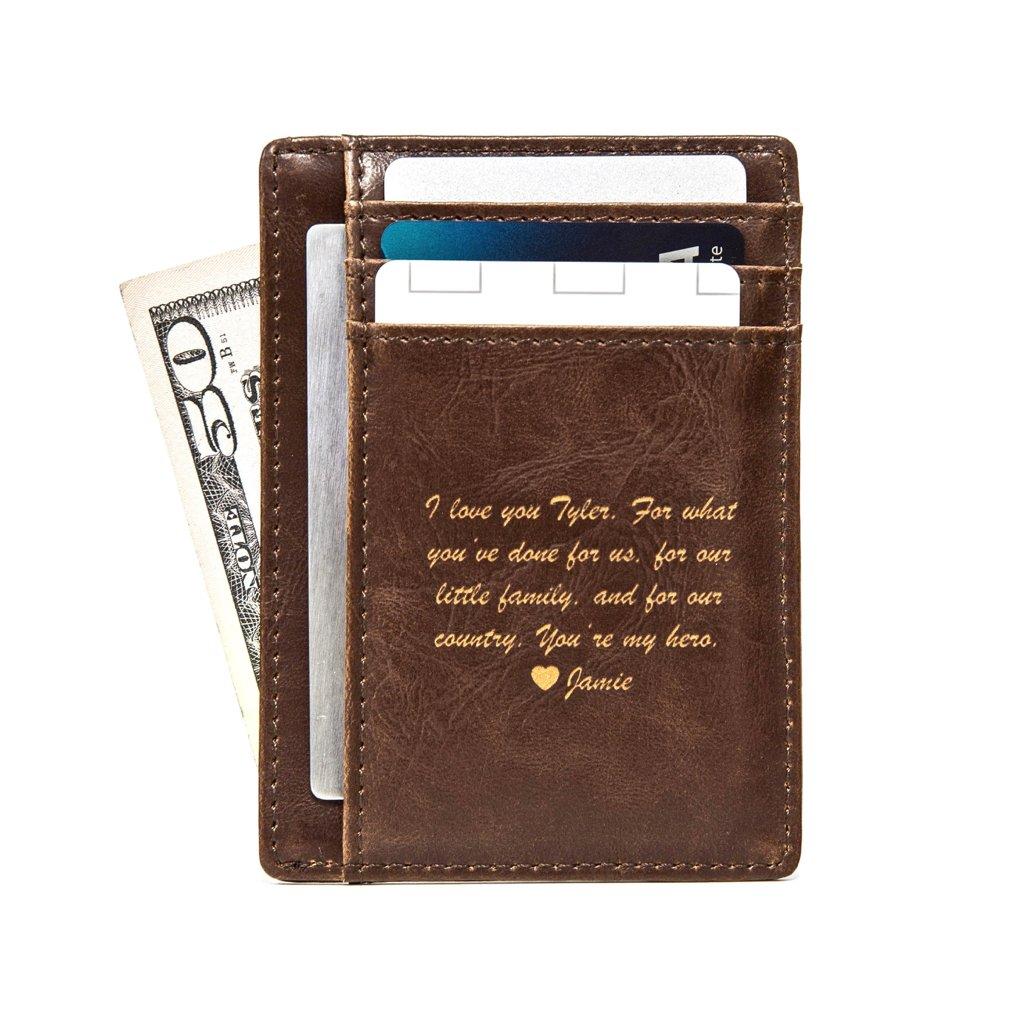Custom Wallets Men Leather Engraved Name and photo fathers day gift