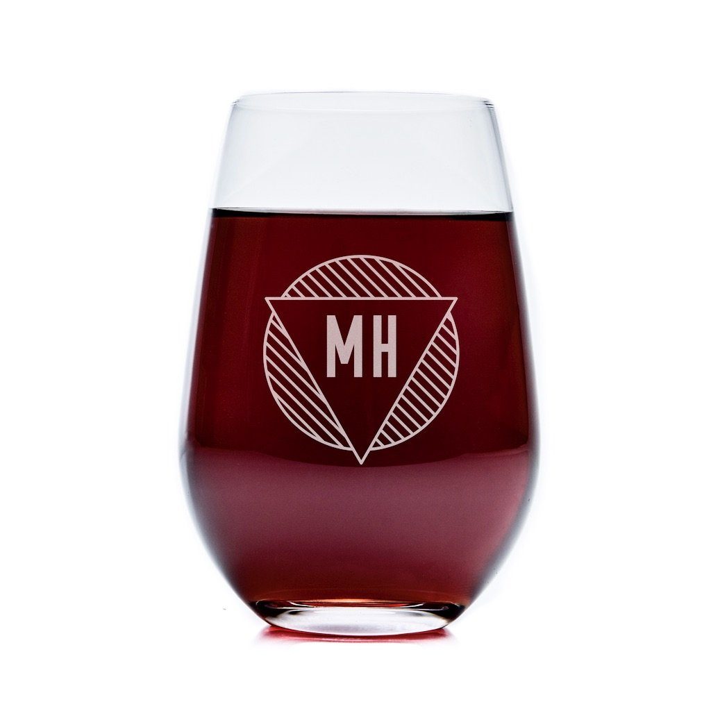 Set of 4  16 oz Personalized Etched Wine Glass
